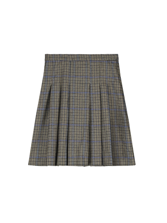 Houndstooth Pleated Midi Skirt