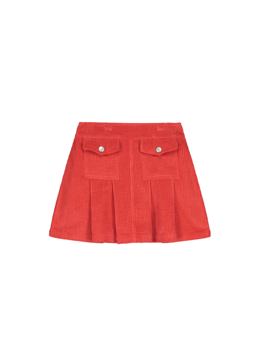 Dyed Corduroy Pleated Mini Skirt