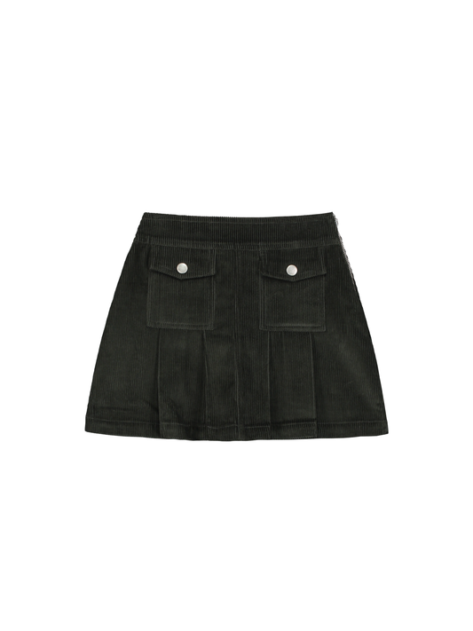 Corduroy Pleated Mini Skirt
