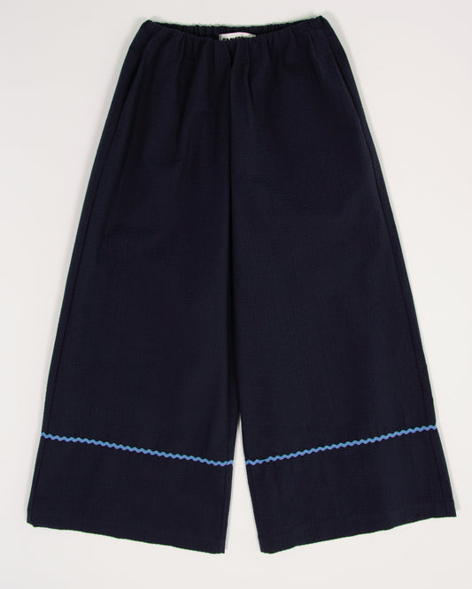 Pantalones anchos de seersucker