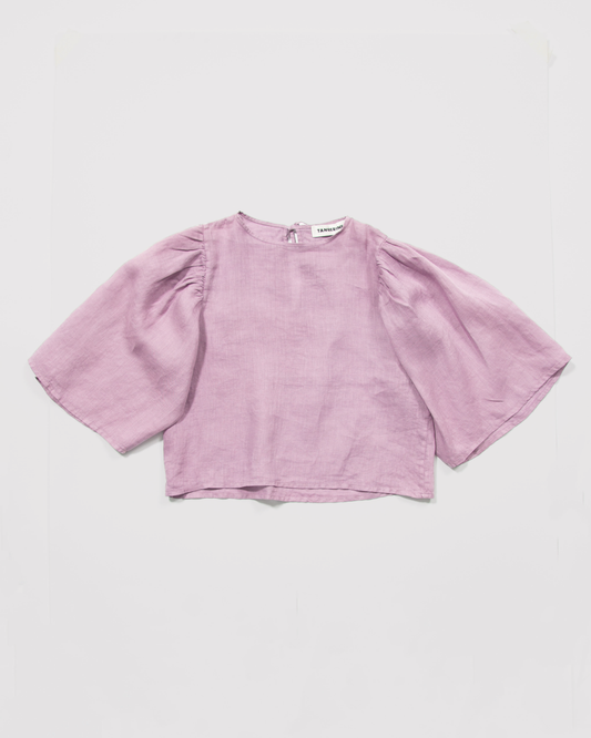 Blusa de lino con mangas voluminosas