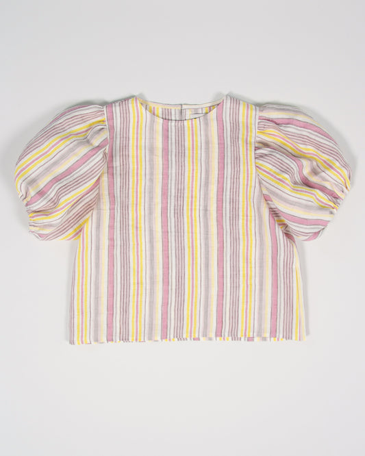 Striped Volumed Sleeve Top