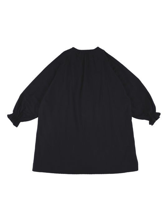 Twill Pleated Wide Sleeve Dress