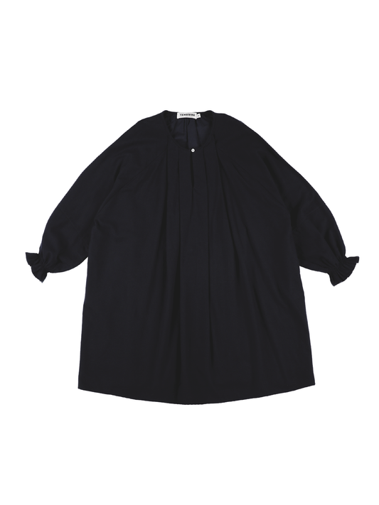 Twill Pleated Wide Sleeve Dress