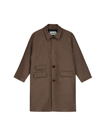 Houndstooth Check Wool Coat