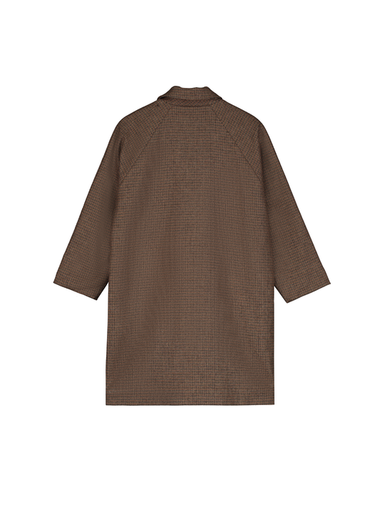 Houndstooth Check Wool Coat
