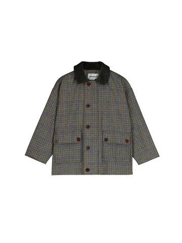Houndstooth Contrast Collar Jacket