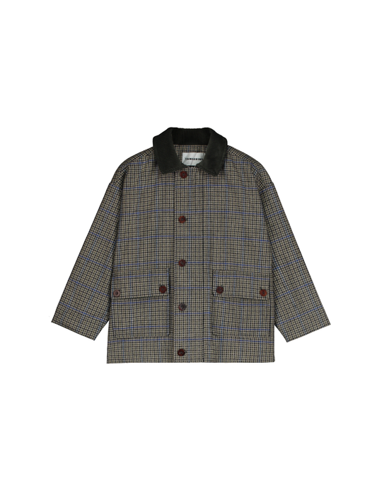 Houndstooth Contrast Collar Jacket