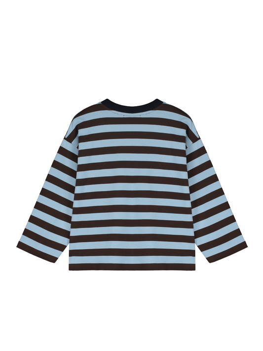Light Blue / Brown Striped Long-Sleeved T-Shirt