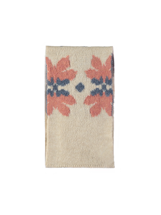 Knitted Scarf With Flower Motif