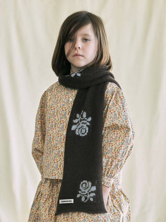 Graphic-Flower Wool Scarf