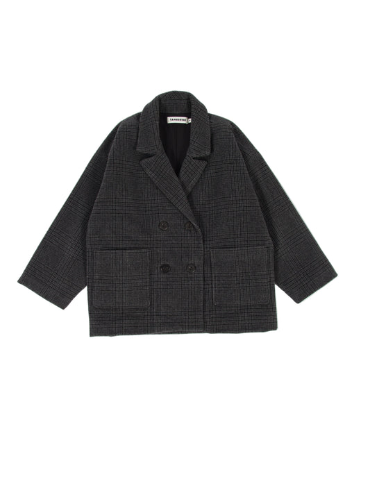 Checked Wool Cocoon Jacket
