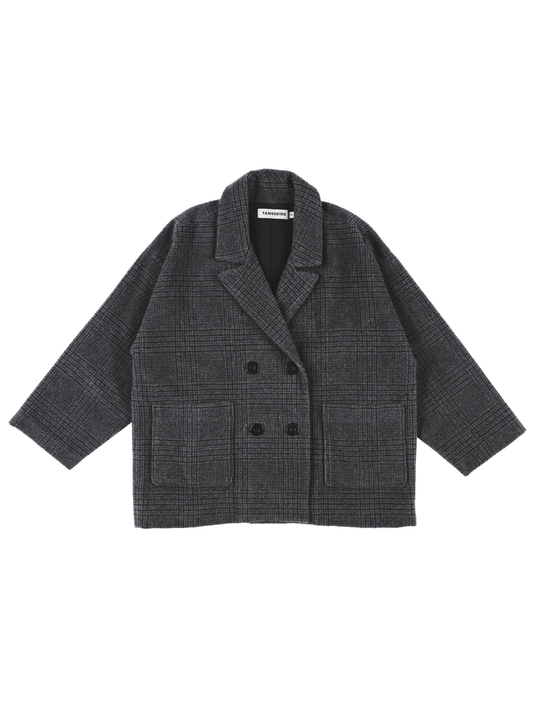 Checked Wool Cocoon Jacket