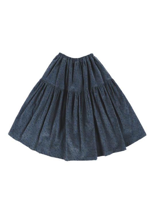 Flower Corduroy Tail-Hem Skirt