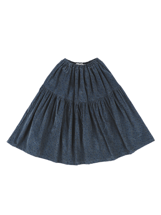 Flower Corduroy Tail-Hem Skirt