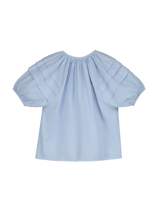 Pleated Seersucker Blouse