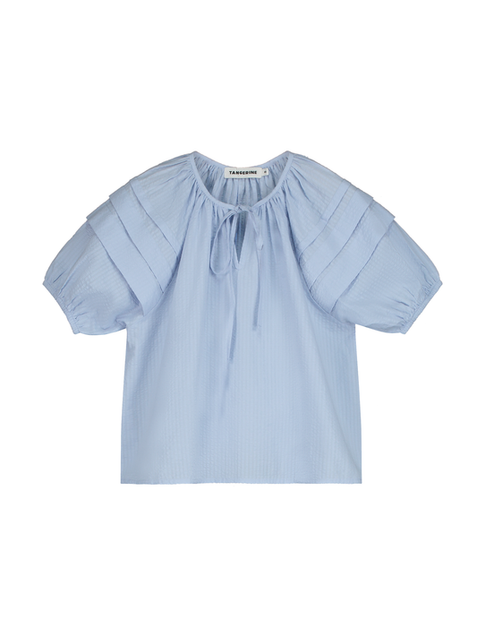 Pleated Seersucker Blouse