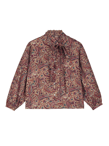 Paisley Ruffled Bow Blouse