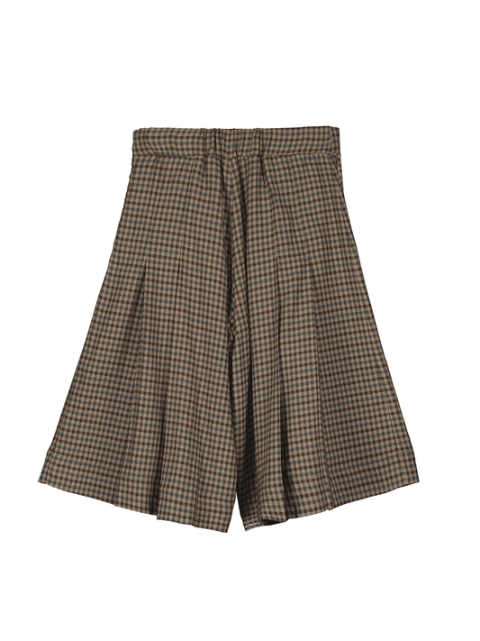 Houndstooth Pleated Bermuda Shorts