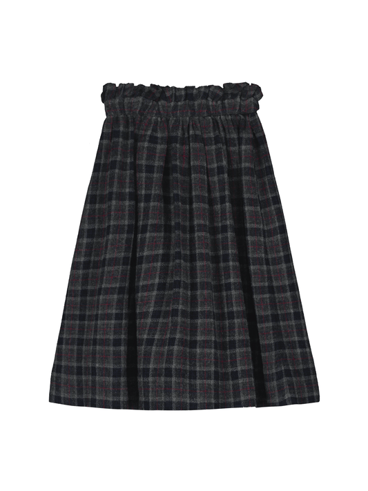 Wool Checked Midi Skirt