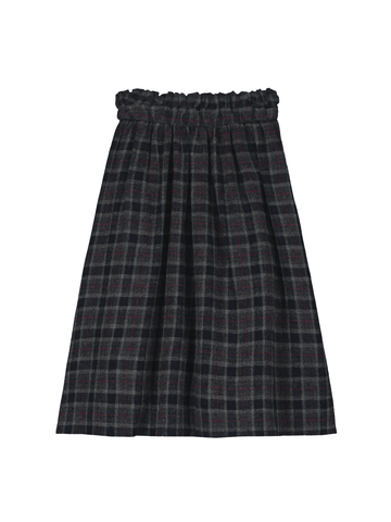 Wool Checked Midi Skirt