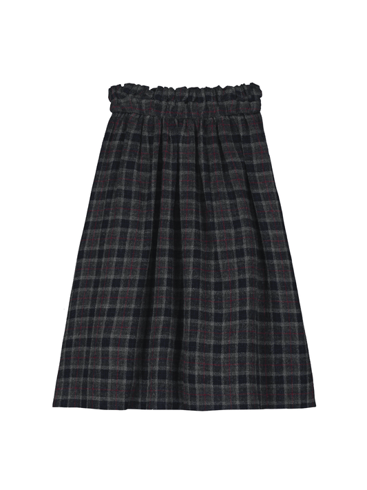 Wool Checked Midi Skirt