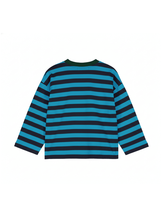 Turquoise/Navy Striped Long-Sleeve T-Shirt