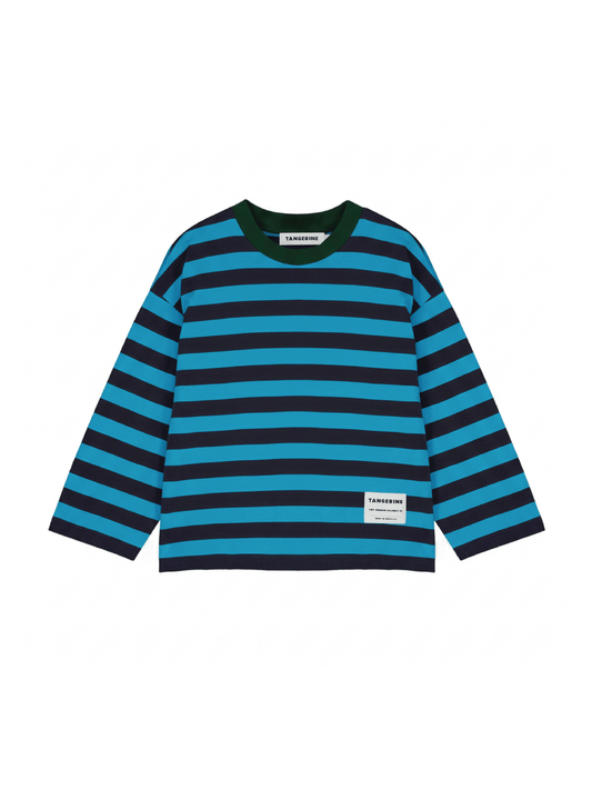 Turquoise/Navy Striped Long-Sleeve T-Shirt