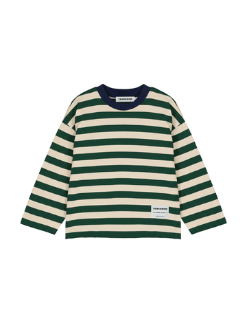 Cream/Green Striped Long-Sleeve T-Shirt