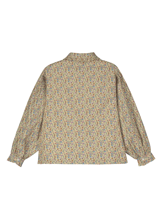 Flower-Motif Ruffled Blouse