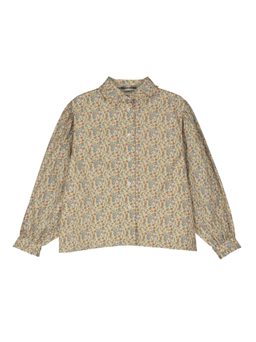 Flower-Motif Ruffled Blouse