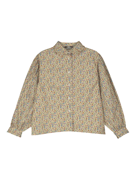 Flower-Motif Ruffled Blouse