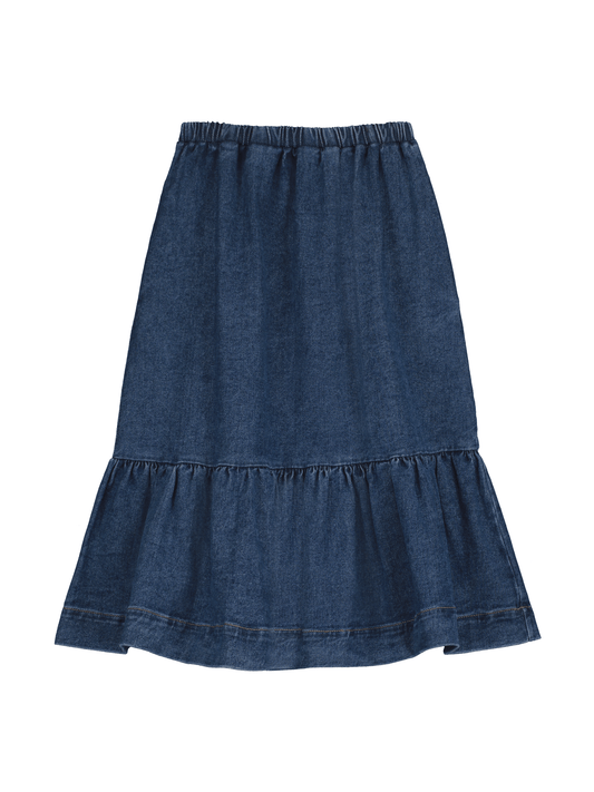 Denim Gathered Skirt