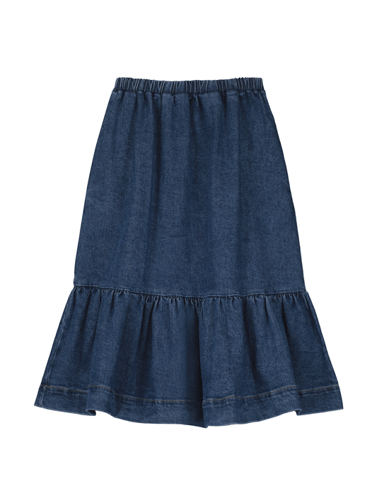 Denim Gathered Skirt