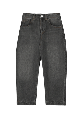 Black Stone-Washed Barrel Pants