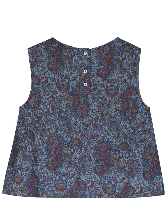 Blusa de algodón con corte A y estampado paisley 