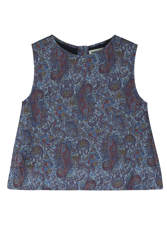Blusa de algodón con corte A y estampado paisley 