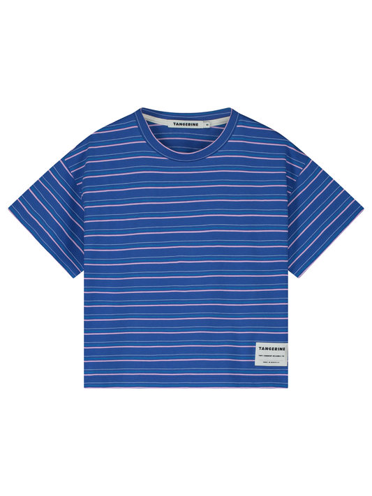 BLUE PINK STRIPED T-SHIRT