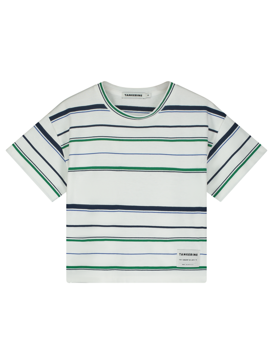 BLUE GREEN STRIPED T-SHIRT