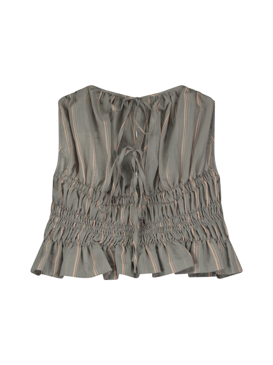 STRIPED SMOCKED BLOUSE