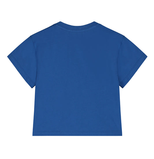 Camiseta con logotipo azul lapislázuli