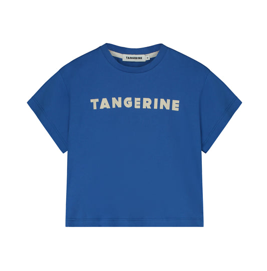 Camiseta con logotipo azul lapislázuli