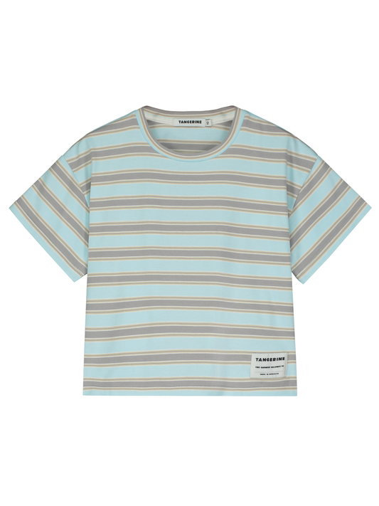 AQUA GRAY STRIPED T-SHIRT