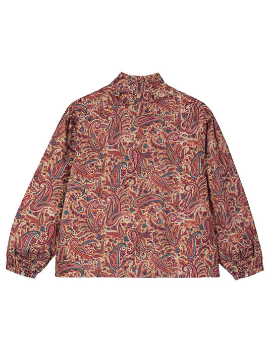 Paisley Ruffled Bow Blouse