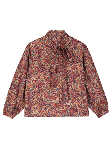 Paisley Ruffled Bow Blouse