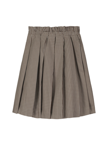 Plaid Pleated Cotton Midi Skirt