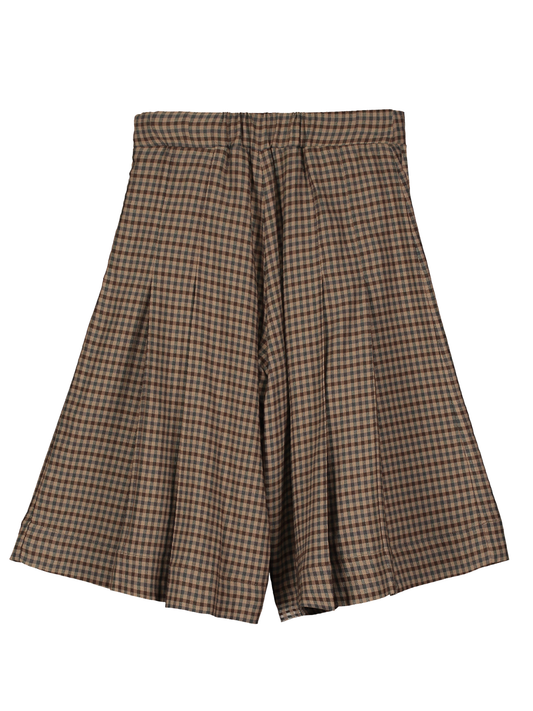 Houndstooth Pleated Bermuda Shorts