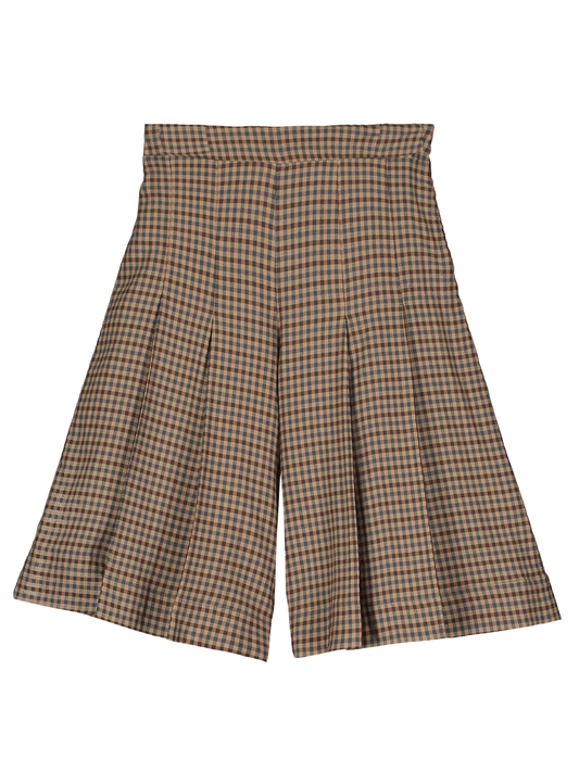 Houndstooth Pleated Bermuda Shorts