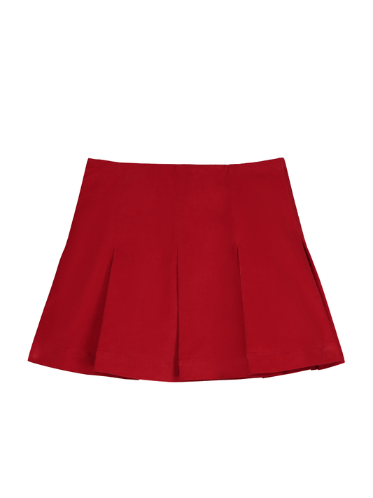 Corduroy Pleated Mini Skirt
