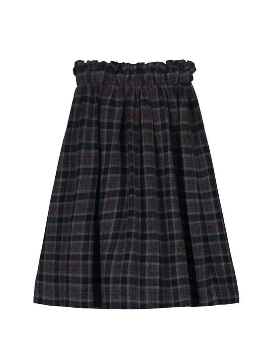 Wool Checked Midi Skirt